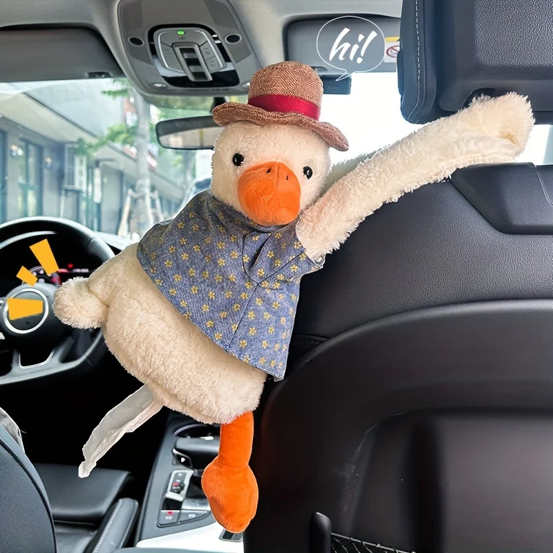 1pc Cute Duck Car Tissue Box, Cute Hanging Car Tissue Box, Creative Car Decorations tissue box car accesories car decoration