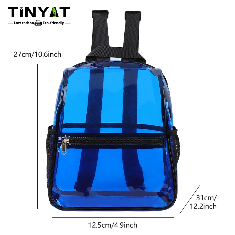 Minimalist Fashion Color Block Lightweight Large Capacity Transparent PVC Backpack for Students Teens Girls Boys Back to School