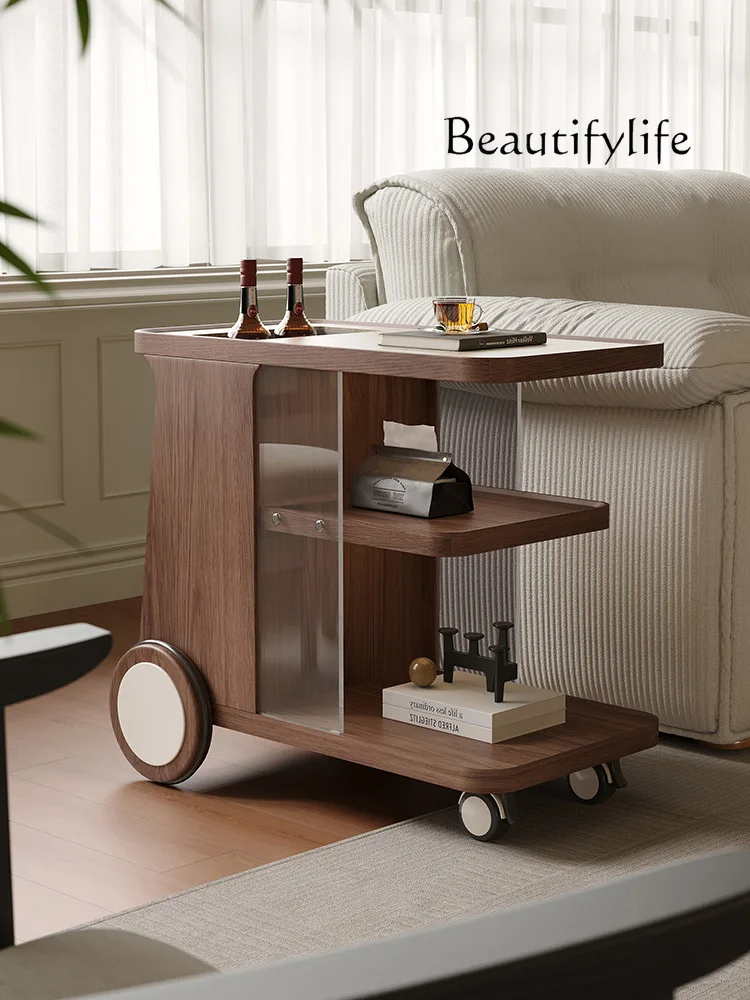 Mobile Trolley Household Tea Cabinet Storage Side Table Mid-Ancient Sofa Side Cabinet High-End Dining Car