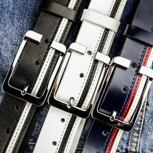 حزام رجالي بإبزيم دبوسي من الجلد الطبيعي حزام كاجوال وعصري من جلد البقر