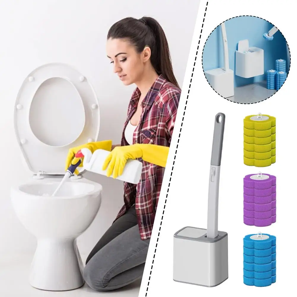 

Lemon Lavender Cleansing Tablets Disposable Toilet Brush Set Integrated Toilet Brush Automatic Clam shell Clean Brush With Base