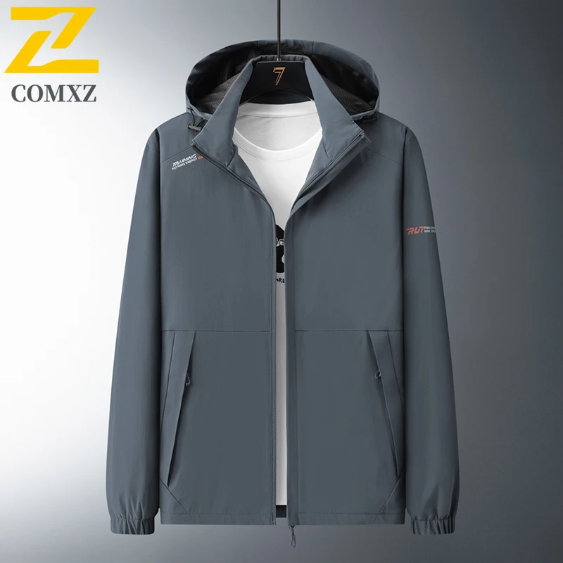 COMXZWindbreaker Plus Size Premium Detachable Hood Waterproof Windproof Hiking Jacket for Camping Fishing Man woman Outdoor Coat