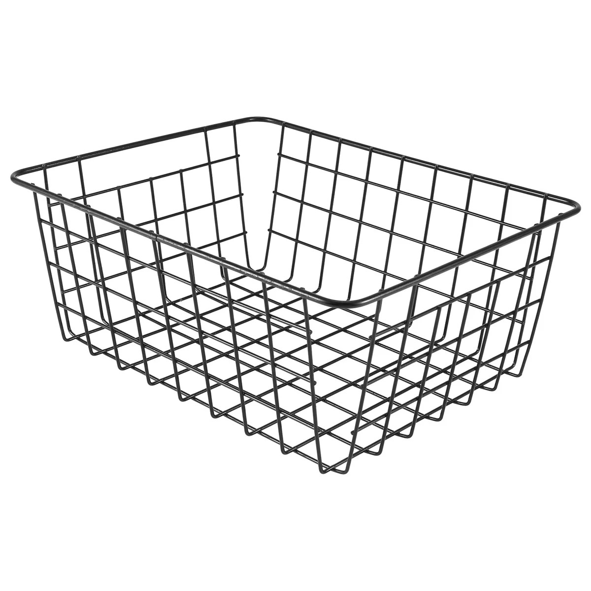 Ferro oco Wired Storage Basket, Metal Basket sem Interlining, Banheiro e Cozinha Organizer, Black