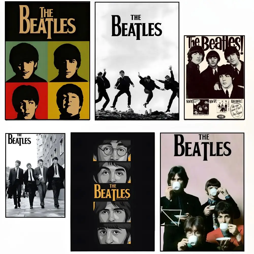 T-The Beatles Poster Sticky Poster Paper Sticker DIY Room Bar Cafe Wall Decor Gift