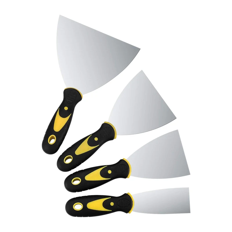 4Pcs Wallpaper Scrapers 1.5'', 3'', 4'', 6'' Wide Putty Knife Set Stainless Steel Paint Filling Putty Scrapers Knife Tools Kit
