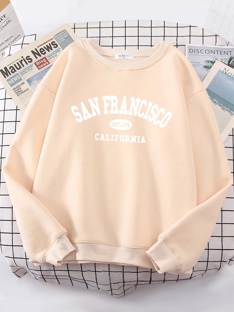 Sanfrancisco Est.1776 California Letter Street Hoodies Women Street Fit Hoodie Hipster Oversized Hoody hip hop All-match Top