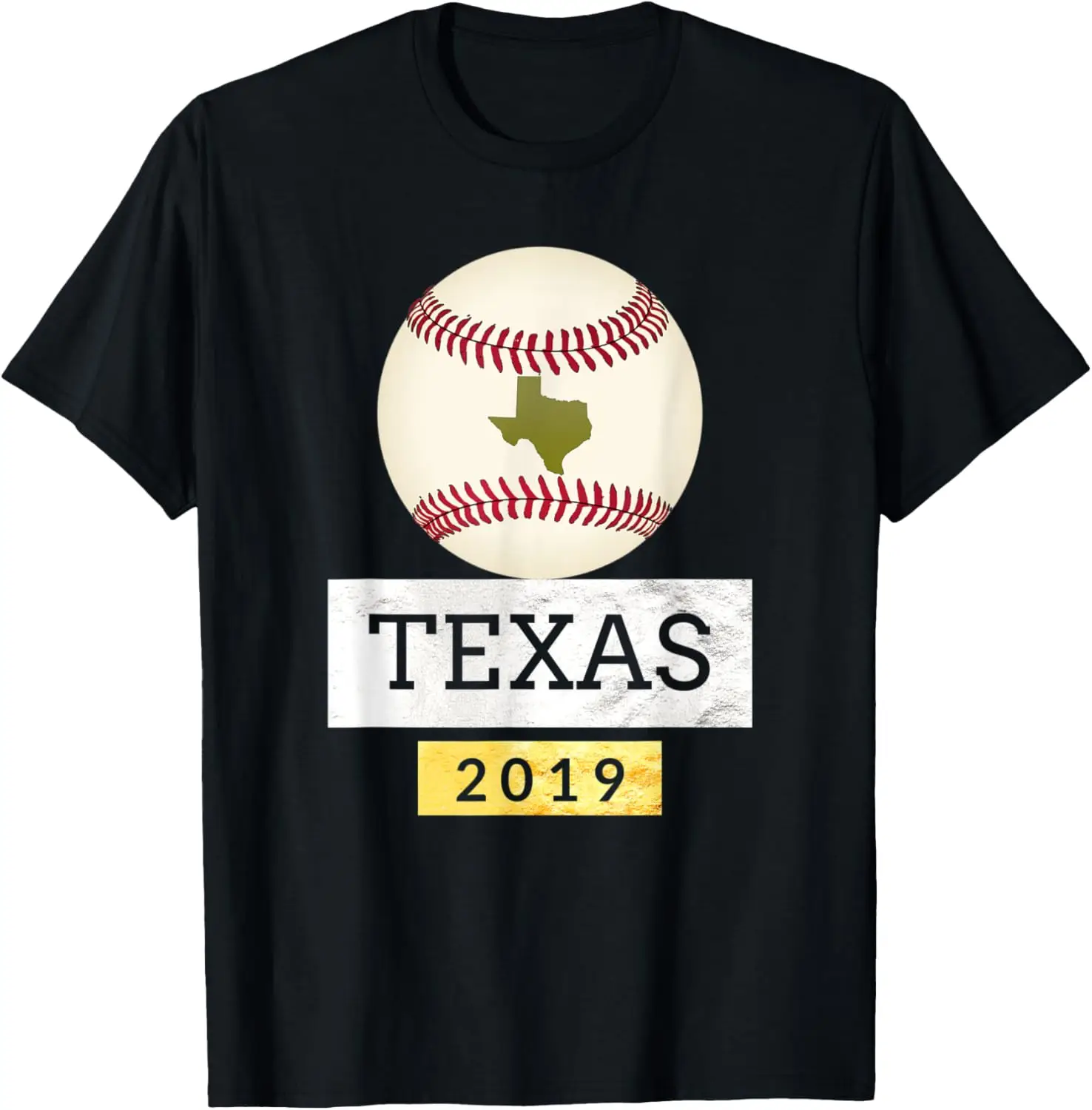 

Texas Baseball Tshirt Gold Font and Giant Ranger Ball