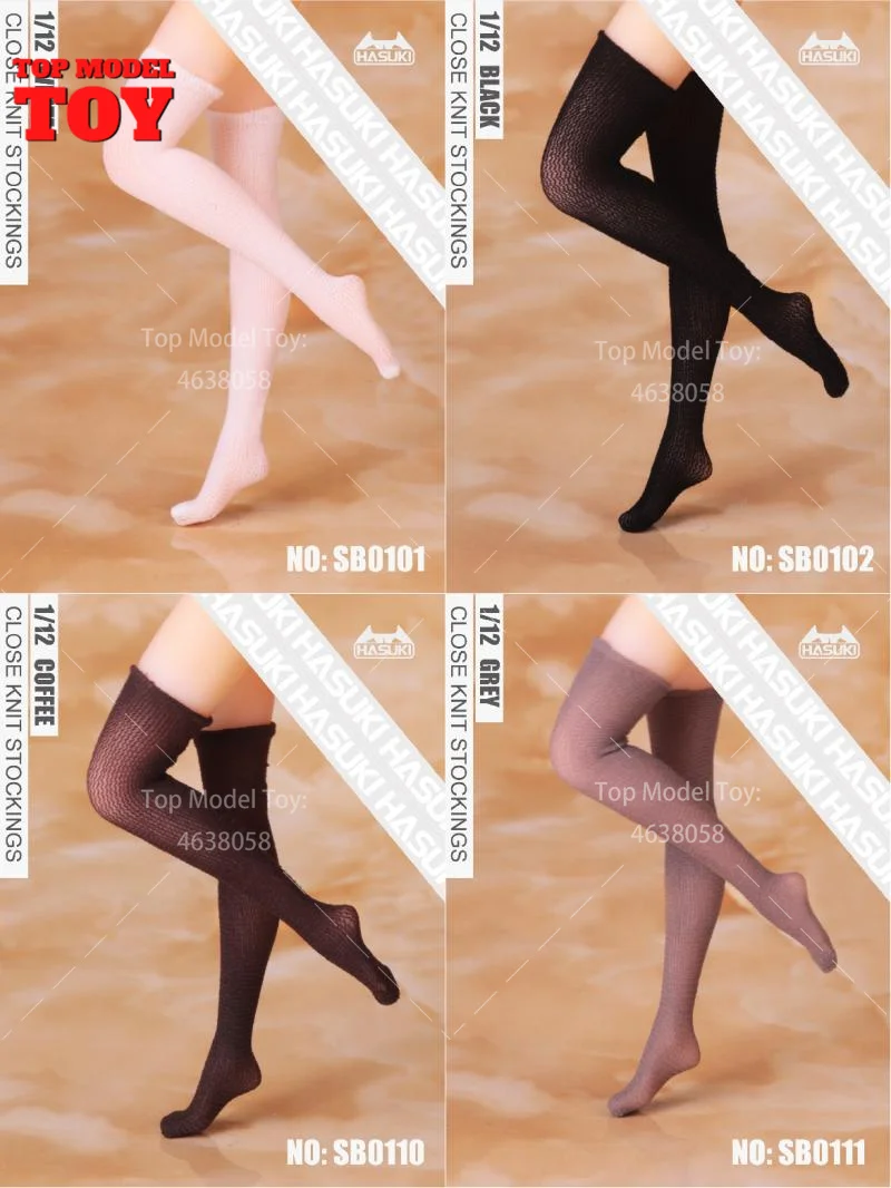 HASUKI SB01 1/12 3D Close High Socks Knit Stockings Sock Clothes Accessories Fit 6'' Female Soldier Action Figure Body Dolls