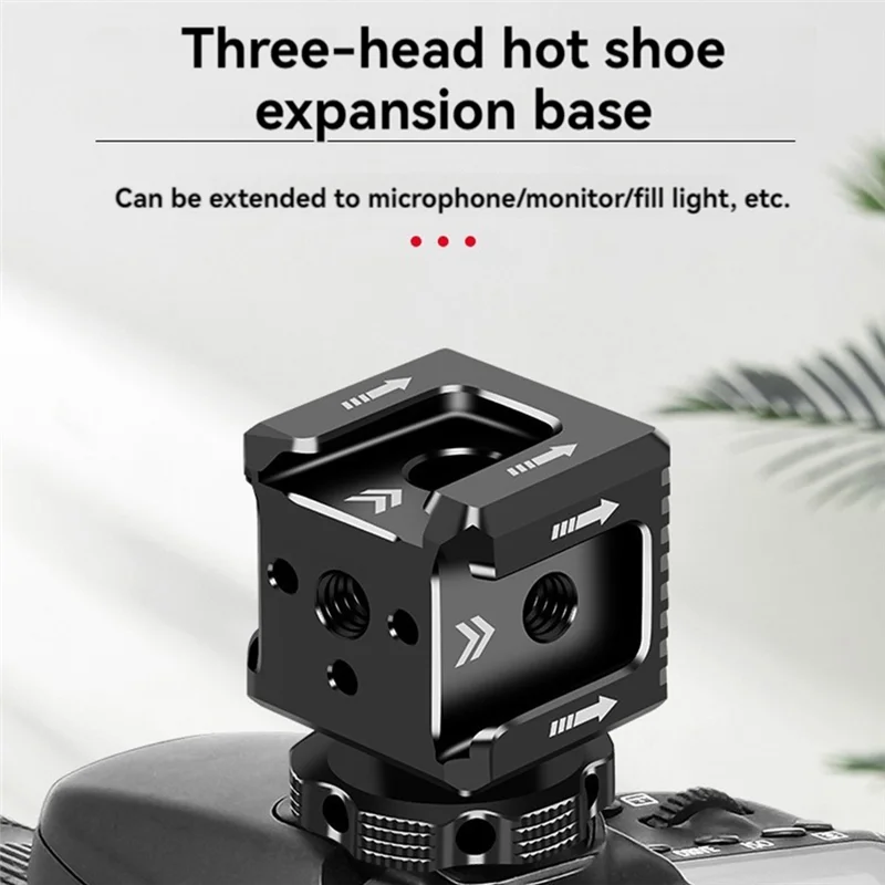 AA87 Adaptor Dudukan Triple Hot Shoe 1/4 Lubang Arri Hot Shoe Monitor Dasar Mikrofon Dudukan Braket Lampu Isi untuk Sangkar Kamera SLR