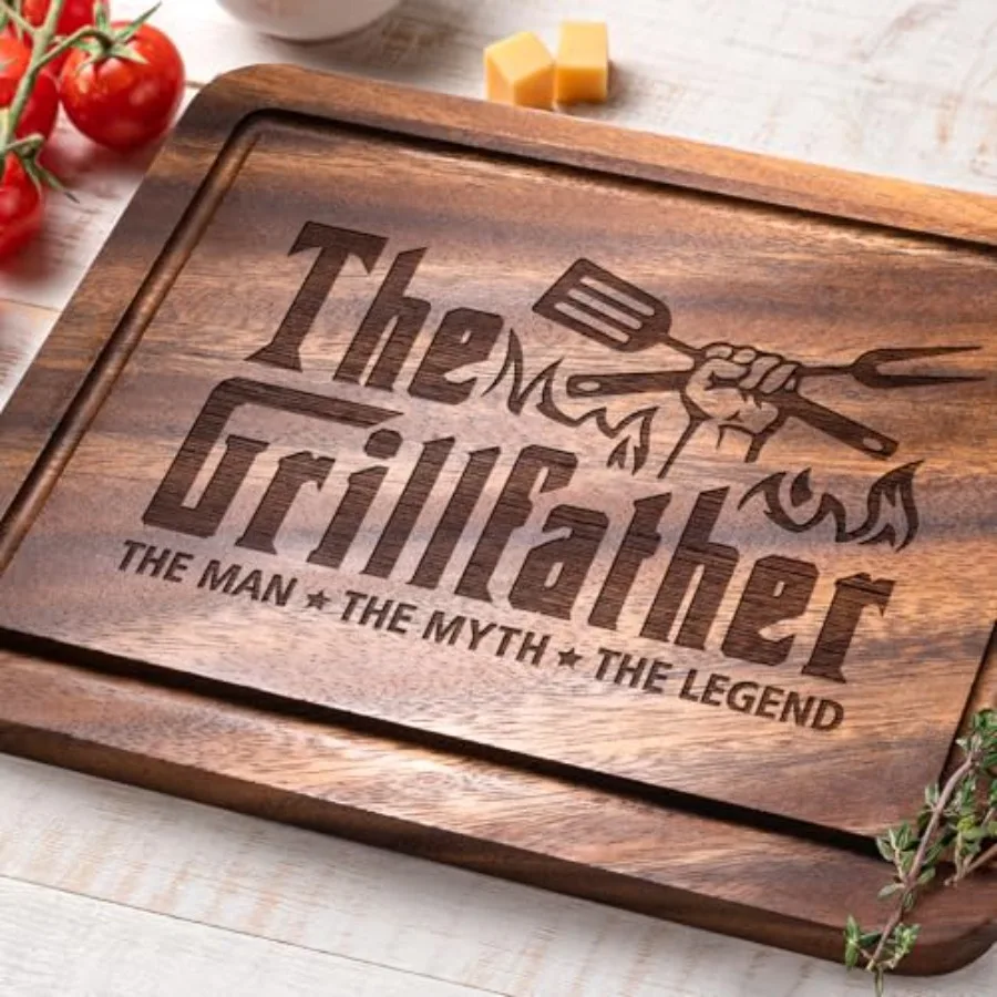 Novelty Gifts for Dad- Engraved Walnut Grill Cutting Board 11"*8.5"- Thoughtful Birthday Gifts for Dad/Father/Step Dad from Dau