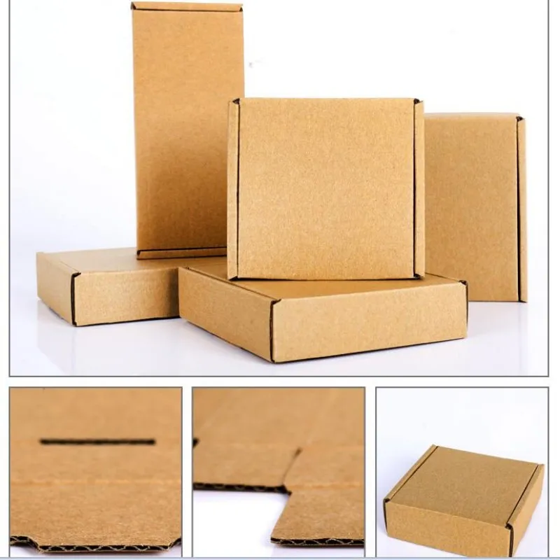 50pcs Brown Cardboard Box Thickened Corrugated Paper Mail Box Business Small Jewelry Accessories Courier Box