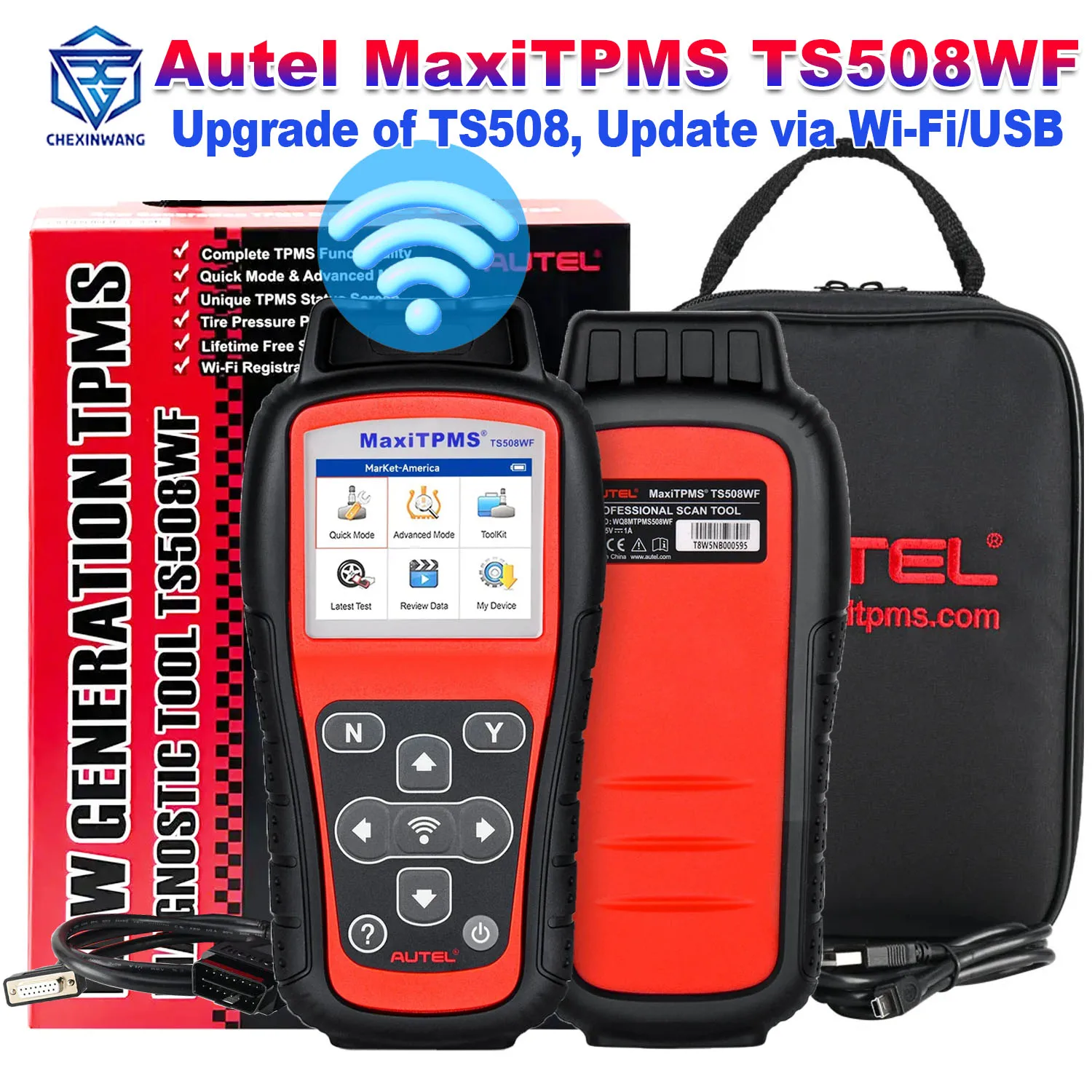 Autel TS508WF WiFi Car TPMS Diagnostic Service Tool Read/Clear DTCs Activate Relearn Sensor Program MX-sensor PK MaxiTPMS TS508