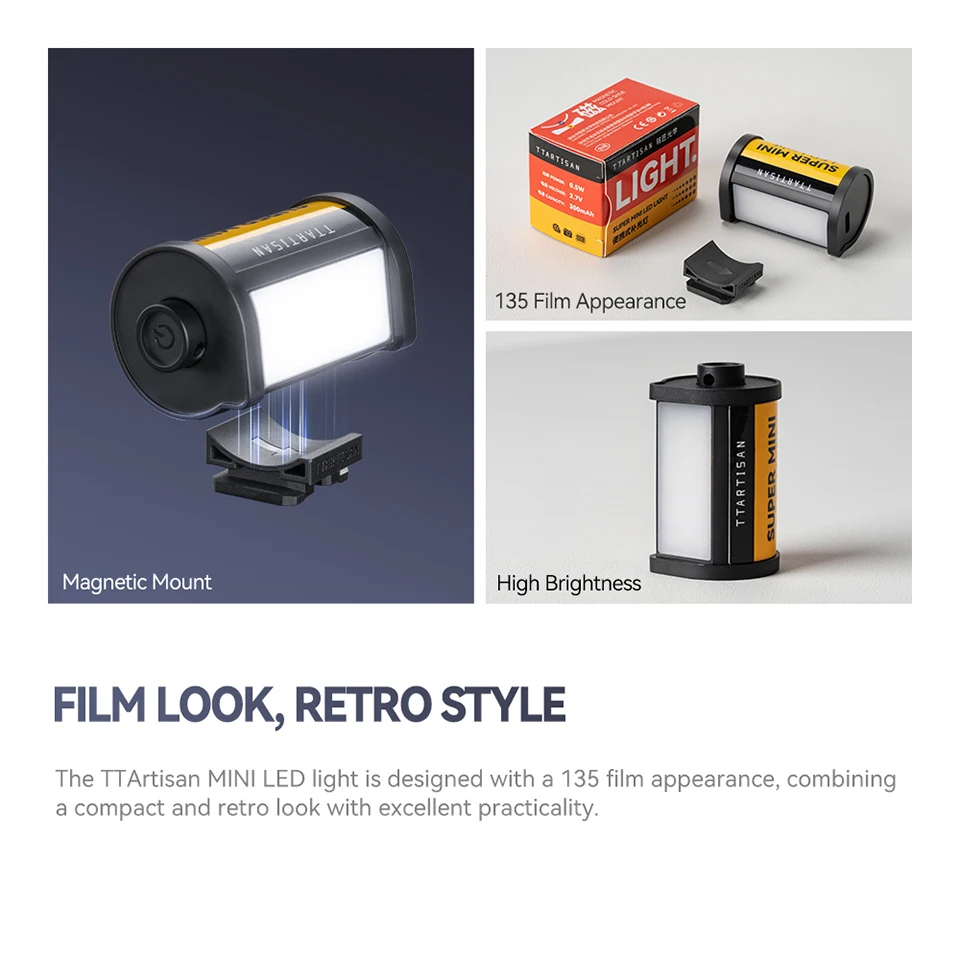 TTArtisan Mini Magnetic светодиодный для объектива камеры, фотосъемки, Vlog, прямой трансляции с креплением холодного башмака, 0,5 Вт, заполняющий телефон, CRI 95 +