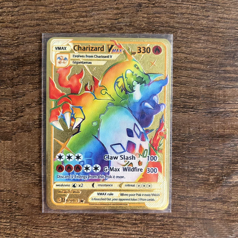 Der Geflügelte Drache von Ra GX Charizard Themen-Metall-Mewtwo, 6 Stück Goldfolie Fan-Art Sammelkarten Kollektion Spielzeug Geschenk – Detail 2