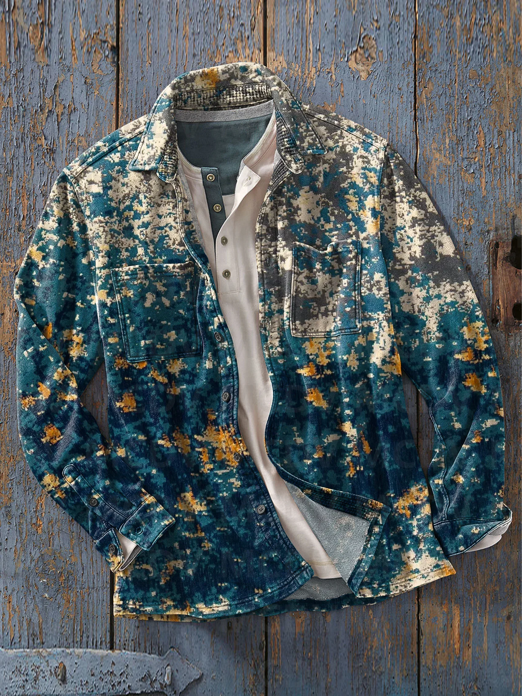 

Men's Abstract Art 3D Printed Casual Long Sleeve Shirt Casual Button Shirt