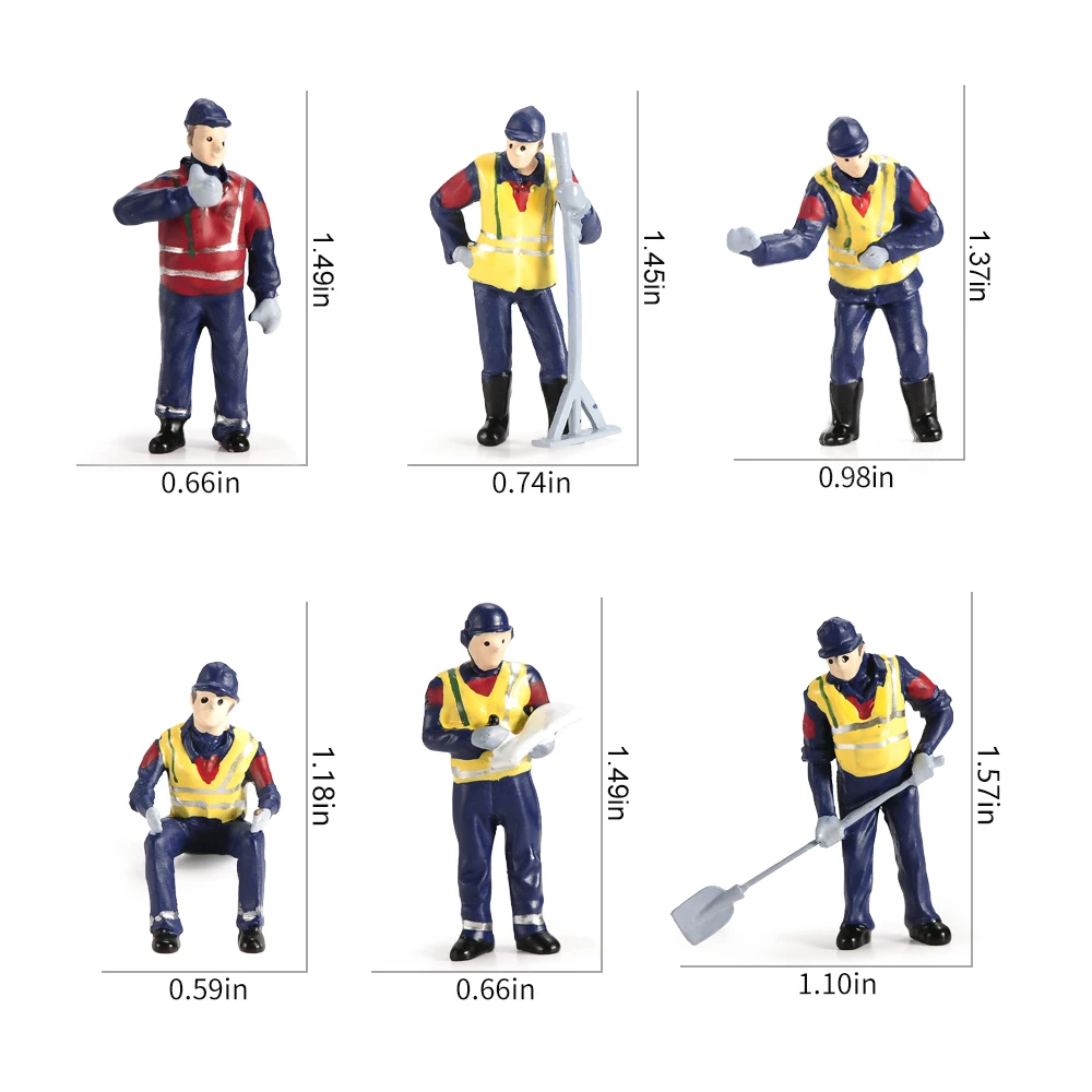 1/50 Scale Site Scene accessories 6pcs Grey workers Fit Construction Vehicles Doll Mini Model Children Toy Brinquedos