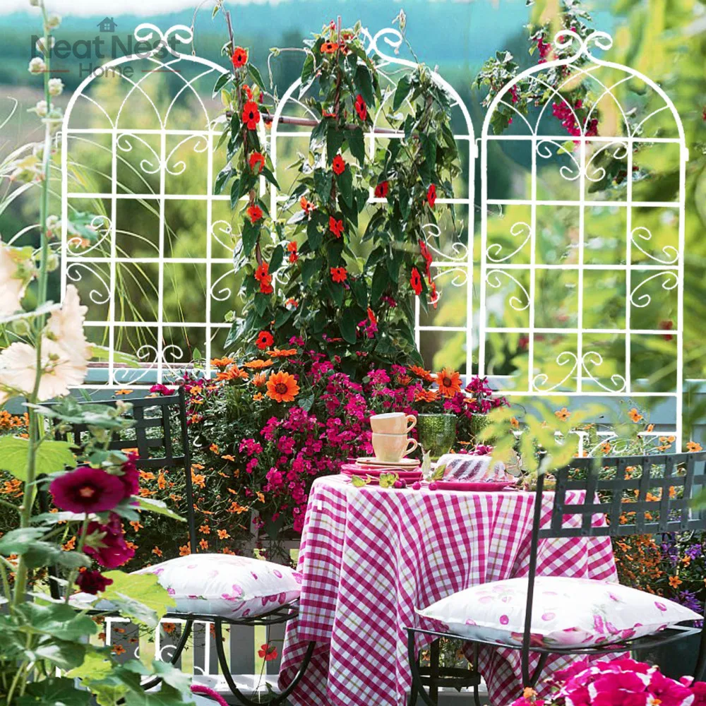 

2/4-Pack Metal Garden Trellis 86.7" x 19.7"Rustproof Trellis stand,Plant Shelf,Climbing Plants Flower Support Black/Cream white