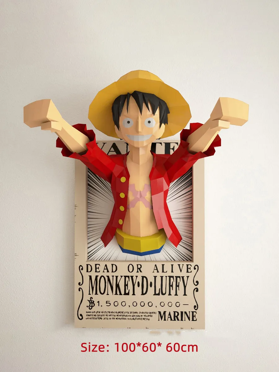 3D Paper Papercraft Monkey One piece D Luffy Living Room Wall Hanging Dining room Boys Bedroom Decor Decoration DIY Toys