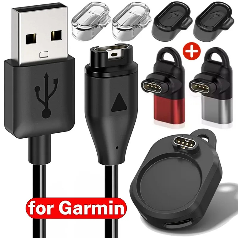 For Garmin Watch Fenix 8 7 S 6 5 7X 6X Forerunner 955 935 255 Watch Charger Plug for iOS Micro USB Type C Charging Adapter Cable