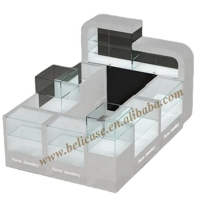 Custom. Shopping Mall Perfume Glass Kiosk Modern Jewelry Kiosk Glass Display Counter Display Cabinet