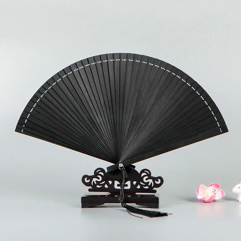 Chinese Bamboo Folding Fan Classical Elegant Handheld Fans Perform Props Solid Color Fan Home Decor Supplies Wedding Souvenir