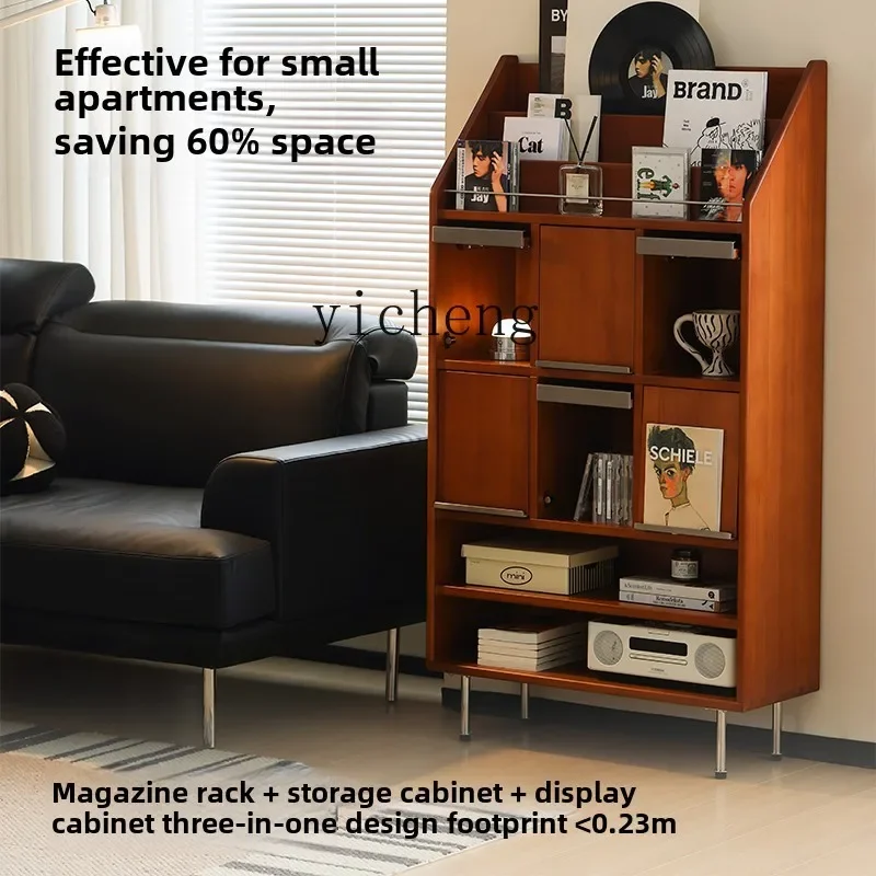 

XL Nordic retro solid wood magazine cabinet home study living room simple medieval bookcase