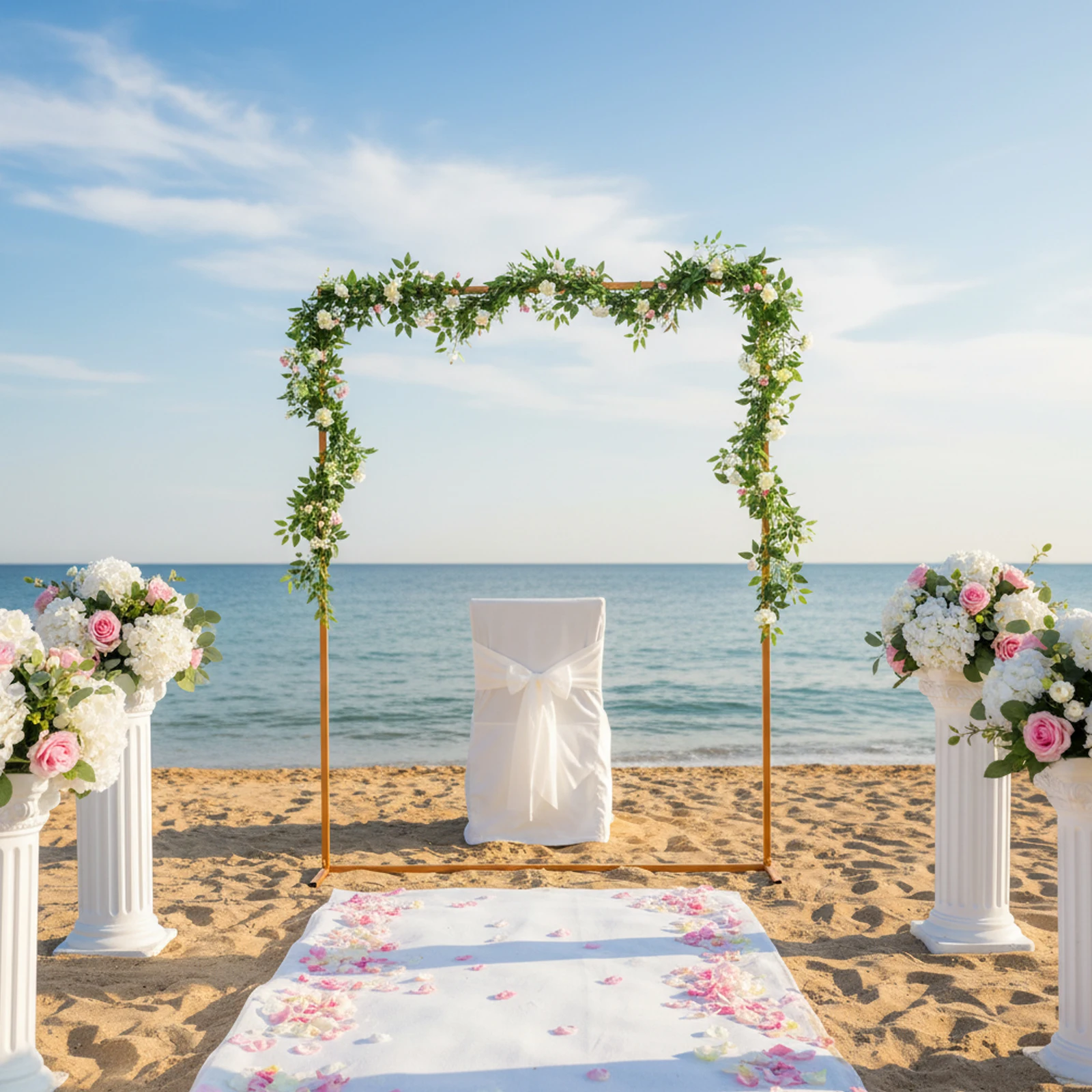 

Square Metal Wedding Arch Stand with Bases (6.56x4.92FT), Ideal for Weddings, Quinceaneras & Parties