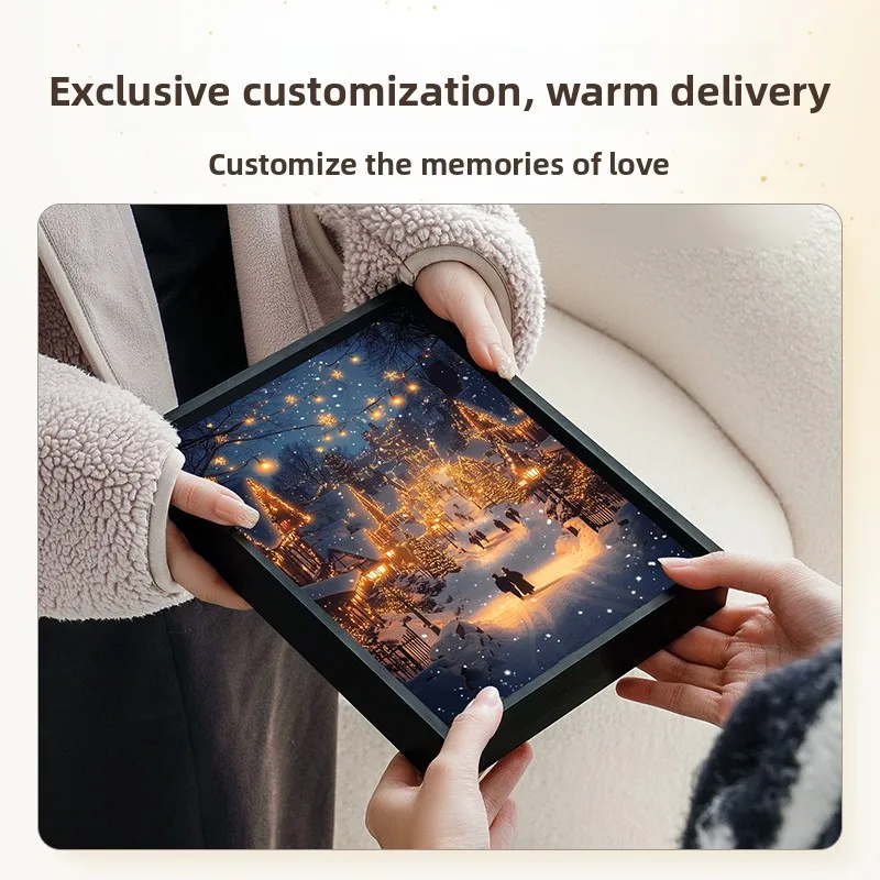 Regalo de Navidad creativo, pintura de luz LED alimentada por USB, lámpara de atmósfera de luz nocturna, puede tocar música, adornos de decoración de escritorio para habitación