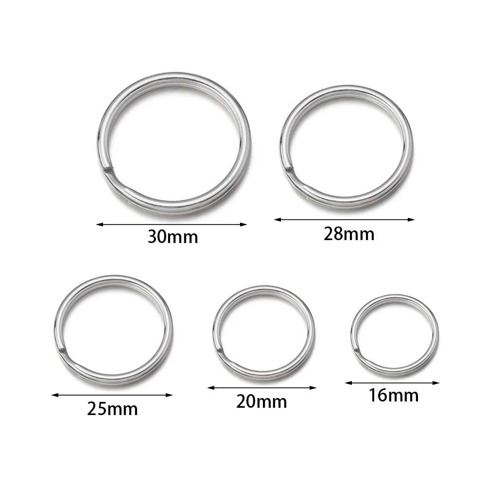 10 stücke Edelstahl Schlüssel ringe runde Schlüssel bund Schlüssel ring flache Schlüssel halter Split Ringe Schlüssel anhänger Zubehör für DIY Schmuck herstellung – Detail 2