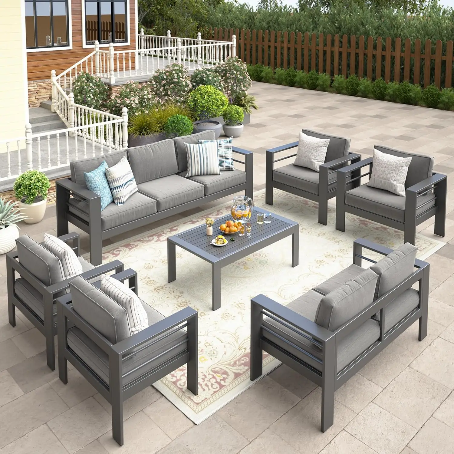 

7-Piece Outdoor Patio Furniture Set, Outdoor Sectional Furniture With Upgraded Cushions, Outdoor Conversation, Customized