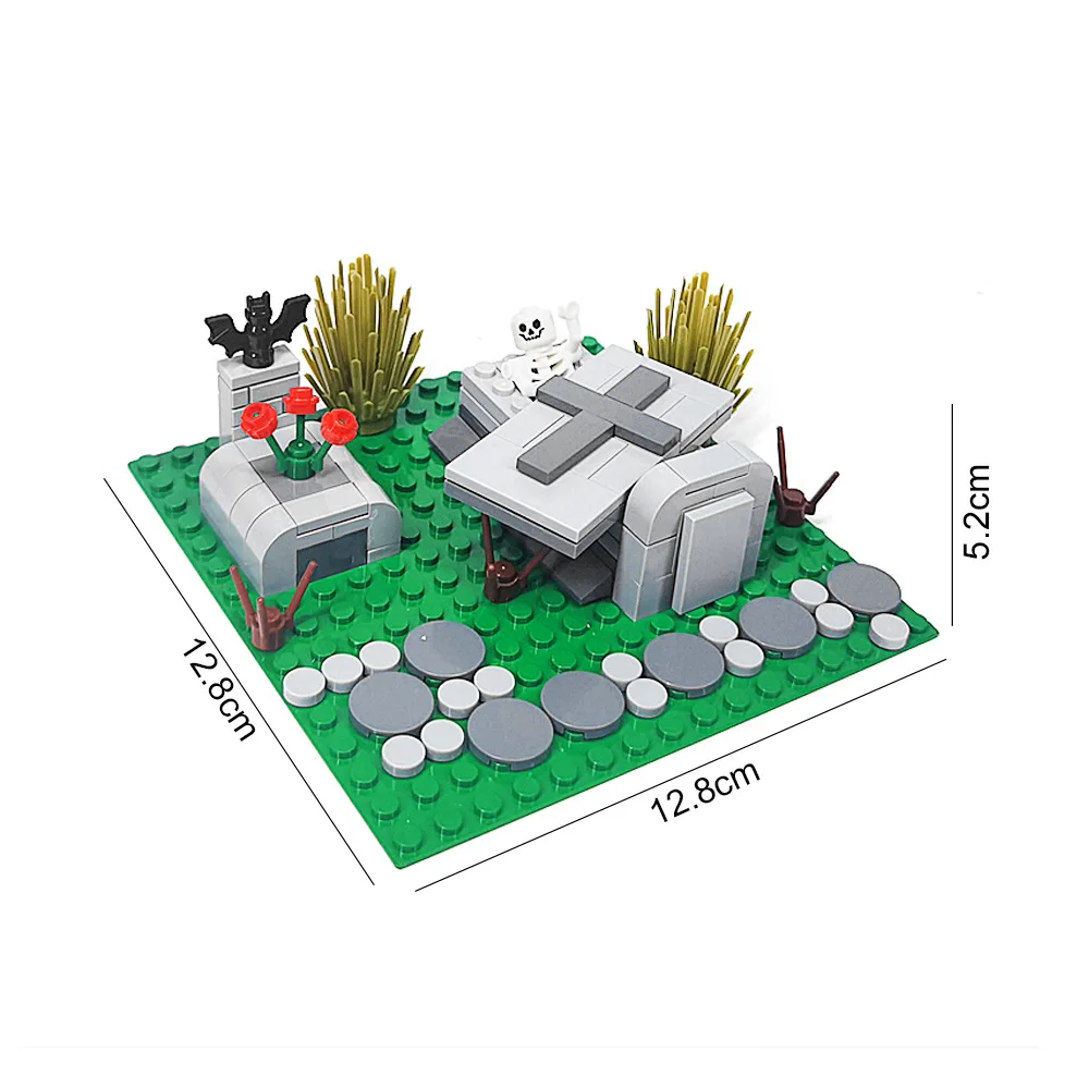 MOC الجسيمات الصغيرة لتقوم بها بنفسك تجميع مقبرة شبح المشهد الحلي لعبة اللبنات موضوع الرعب غرفة الزينة
