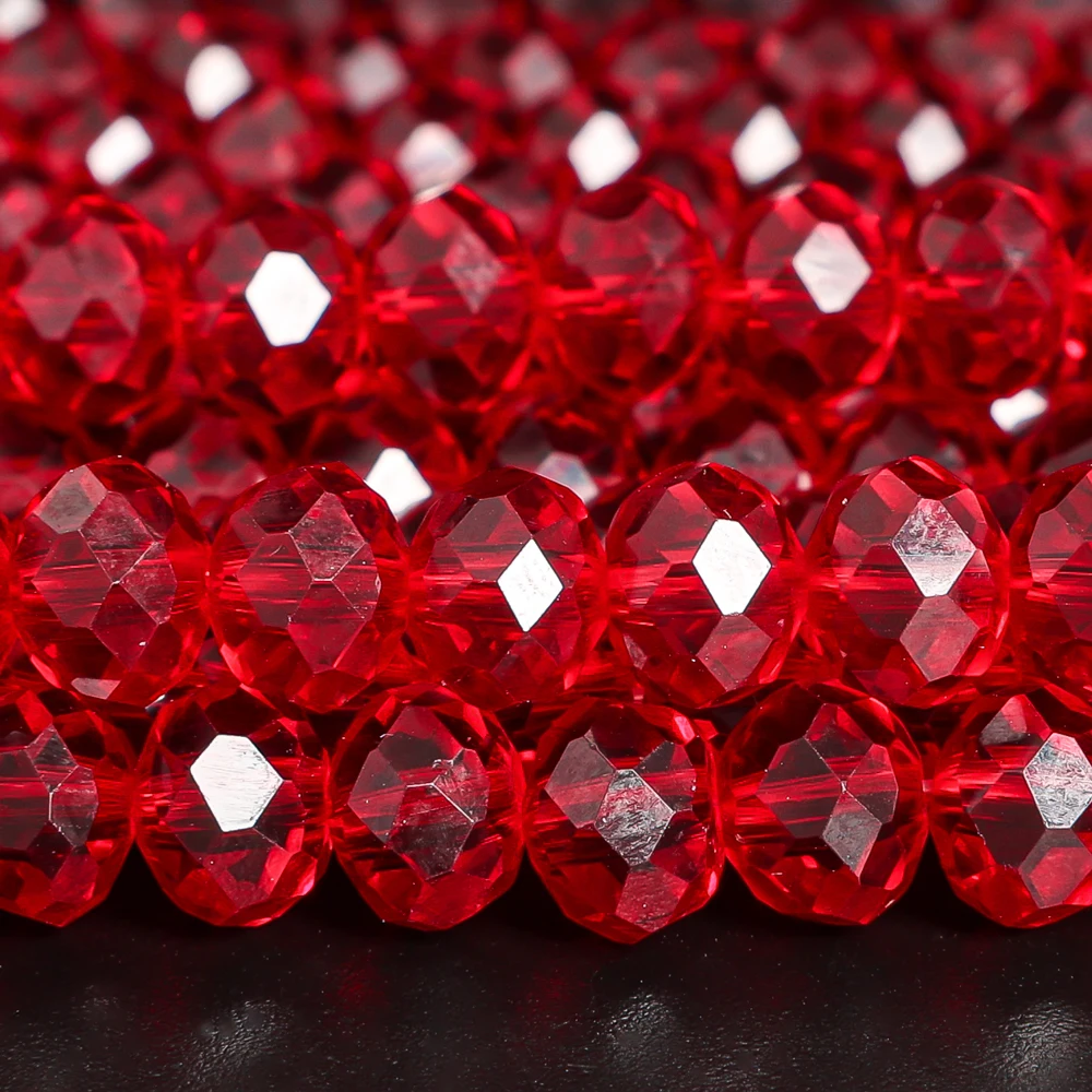 

Dark red Faceted Crystal Glass Beads 4/6/8mm Consistent Near-Round Shape Loose Bulk Beads for DIY Crafts Ornament Making