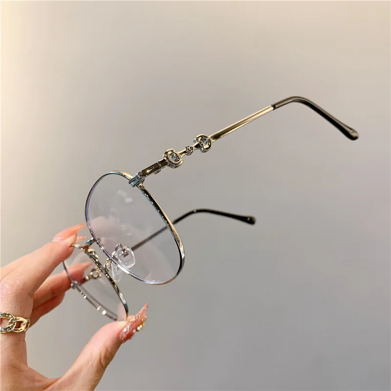 Vintage Nieuwe Ovale Metalen Montuur Bril Vrouwen Mode Optische Bijziendheid Blokkerende Brillen Populaire Lezing Anti-Blauw Licht Bril