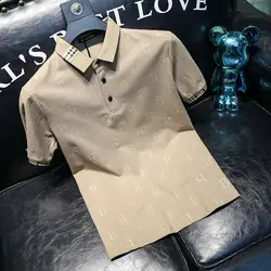 Polo con solapa y manga corta para hombre, camiseta veraniega de moda, versión coreana, tendencia adelgazante, versátil, novedad de 2023