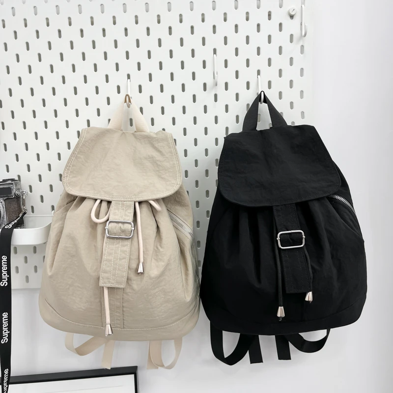 

Модный минималистичный водонепроницаемый нейлоновый рюкзак с защитой от кражи, модные повседневные дорожные рюкзаки, легкие рюкзаки на шнурке для женщин