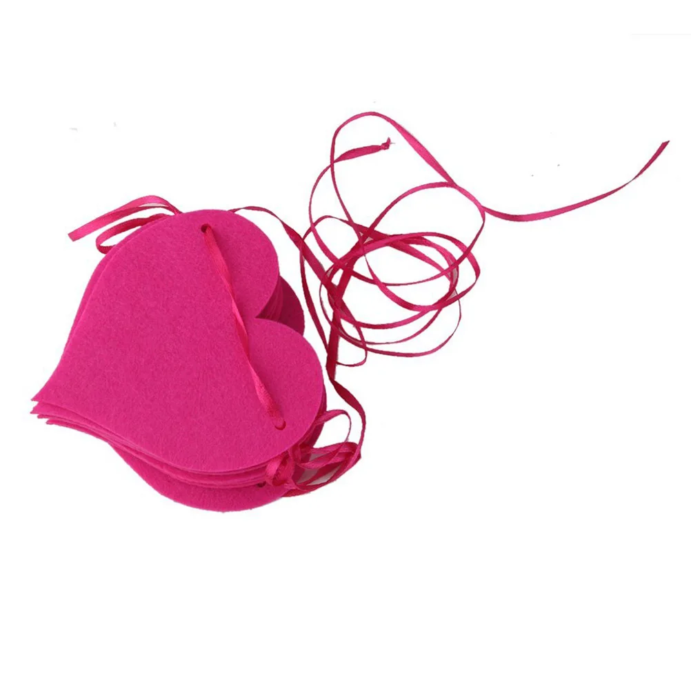 Rosa roja 11x9x0,1 cm guirnalda de corazón de fieltro decoración del banquete de boda banderines cartel Vintage para el hogar Festival decoración del árbol bautizo