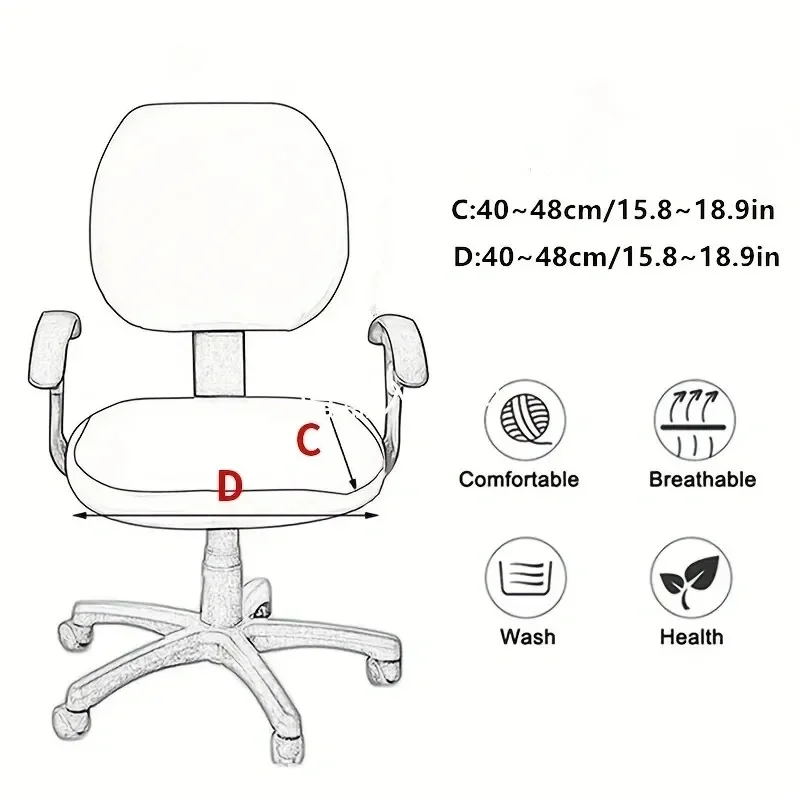 Spandex Cover for Computer Chair with Armrests Elastic Office Chair Cover White Jacquard Seat Covers Computer Chairs
