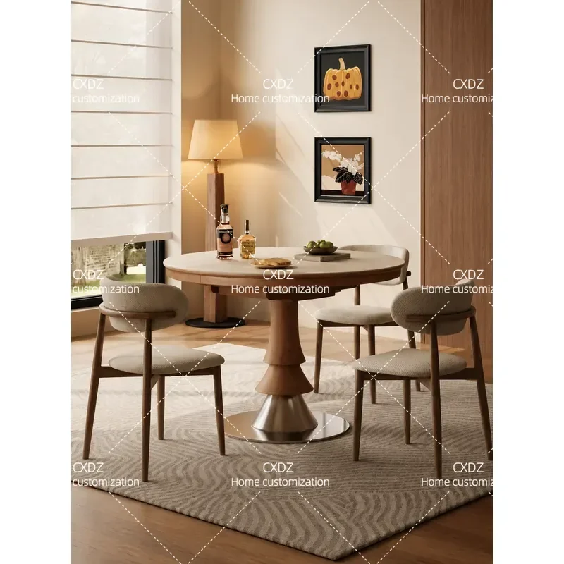 Full Slate Dining Table Variable Round Extendable Household Travertine Dinner Table Premium Sense 2026 New