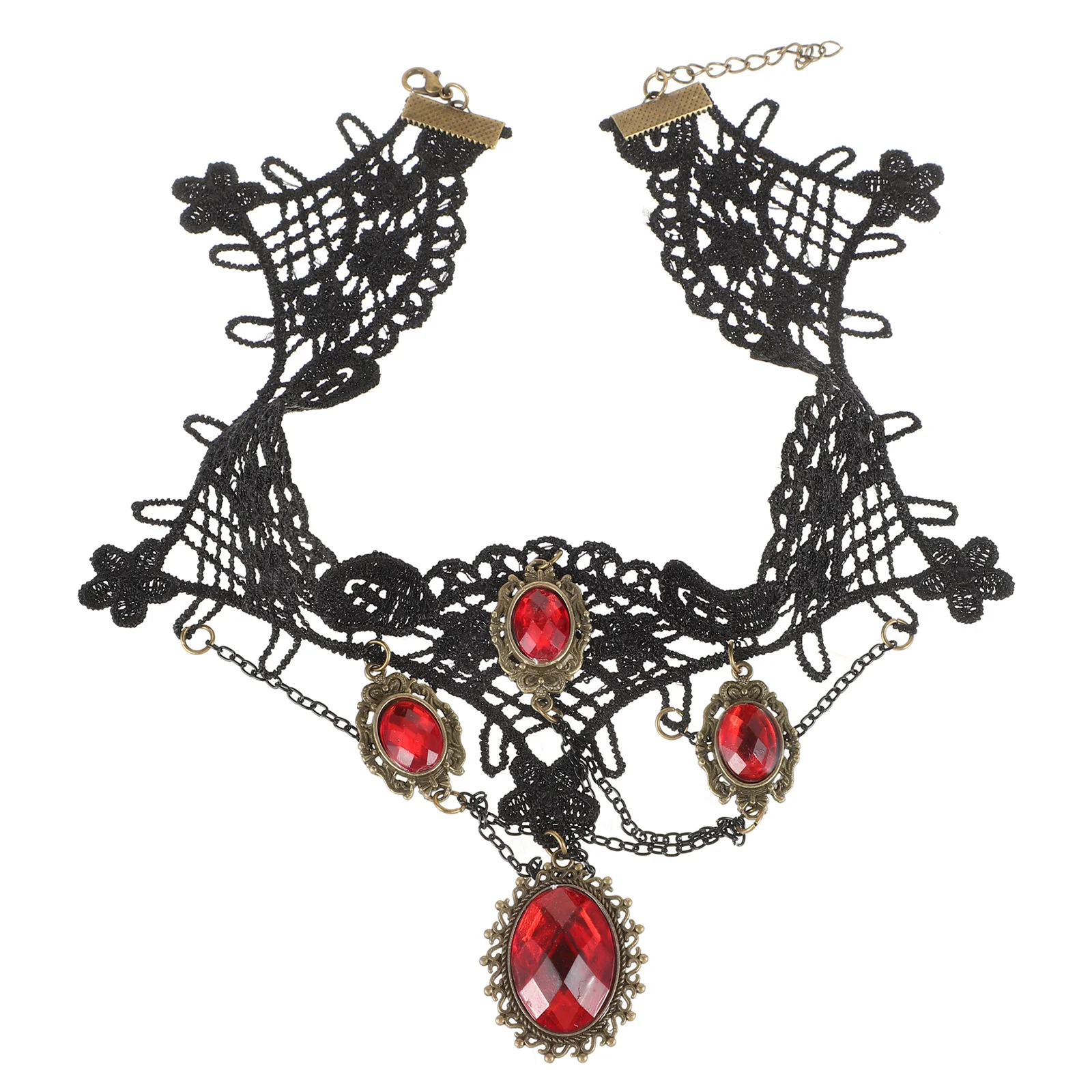 هالوين الدانتيل المختنق قلادة القوطية حجر الراين خمر تأثيري حزب التبعي المرأة الأزياء والمجوهرات بيان قلادة