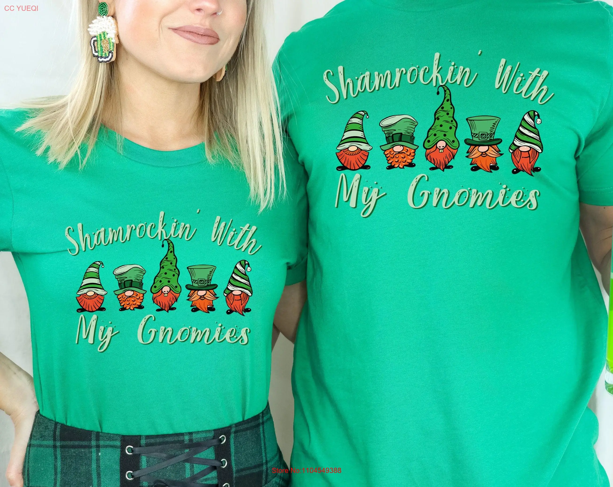 

Shamrockin' With My Gnomies T Shirt Women's St Patricks Day Cute Irish Family Matching Lucky Women long or short sleeves