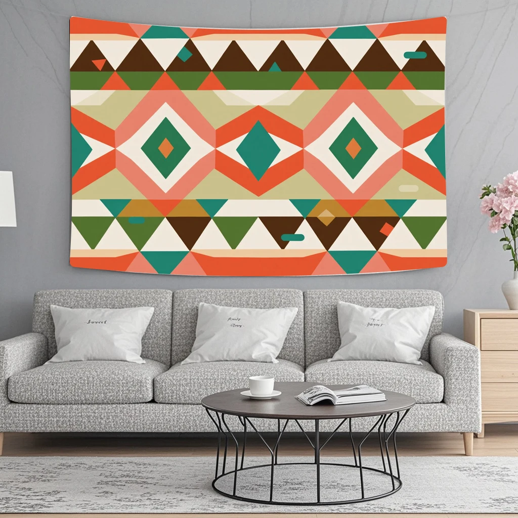 Custom Tapestry Print Photo Color Graphics Square Patterns Are Interlaced Abstract Modern Personalized Tapestry Room Decoration
