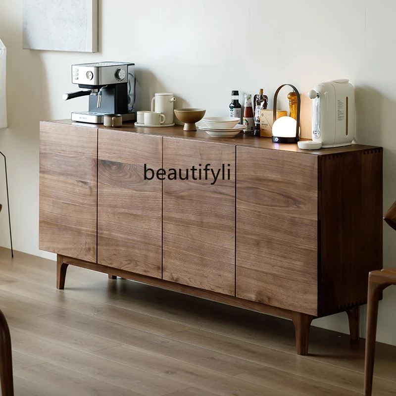 

Sideboard Cabinet North America Black Walnut Wooden TV Cabinet Solid Wood Storage Side Living Room Tea Cabinet