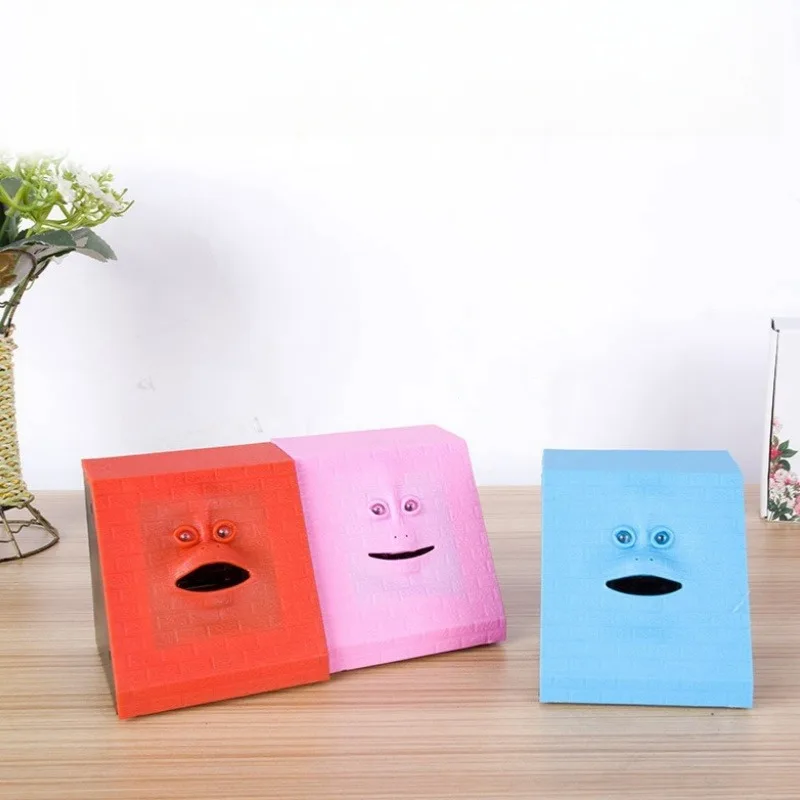 Electronic Face Piggy Bank Fuuny Eat Coin Chewing Money Box Facebank Save Money Storage Box House Decoration Table Accessories