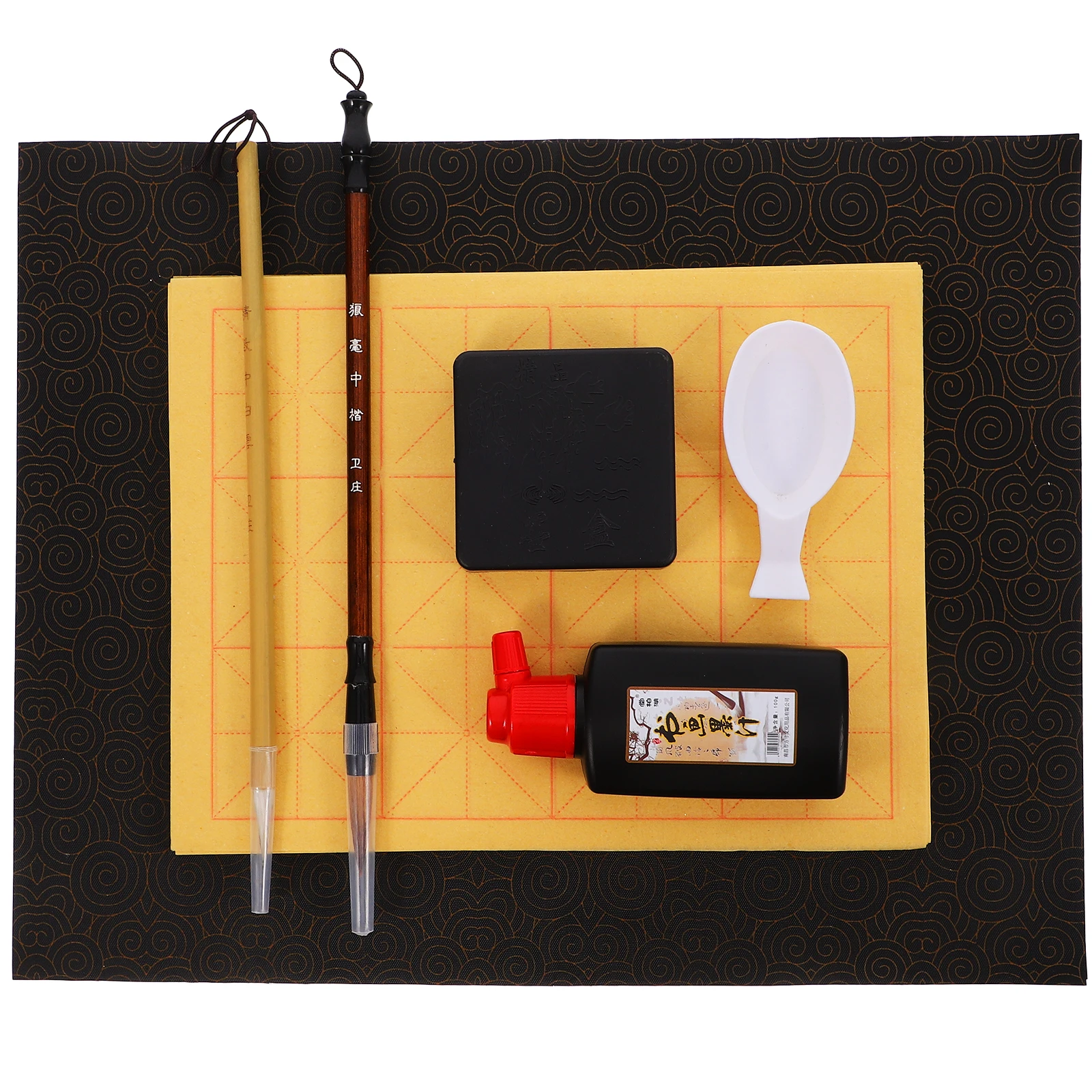 

1Set Calligraphy Practice Brush Ink Stone Ink Beginner Calligraphy Kit Chinese Japanese Writing Art Supplies Paperweight