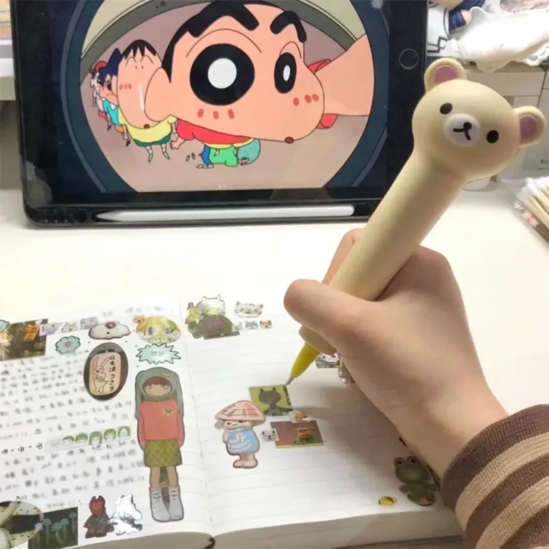 Kawaii Rilakkumas Presse Stift Originalität Student Pinch Ress Gel Stift Nette Anime Cartoon Lernen Liefert Mädchen Geburtstag Geschenk Spielzeug