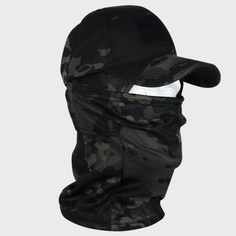 Camouflage Baseball Cap with Face Mask Balaclava Cap For Man Cycling Hiking Camping Field Training Hats Set