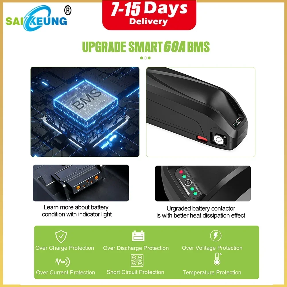 Hailong Cham 36v 48v 52v 60v 72v 16 20ah 24ah 25ah 28ah 30ah 40 50ah 60ah batería eléctrica Ebike batería Rider 3000w