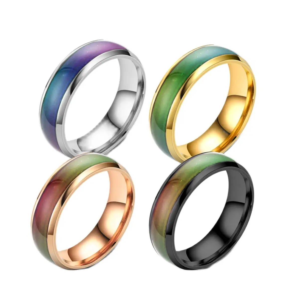 Temperature Warm Changing Color Mood Smart Stainless Steel Rings Never Fade for Men Women Couple Gift Jewelry