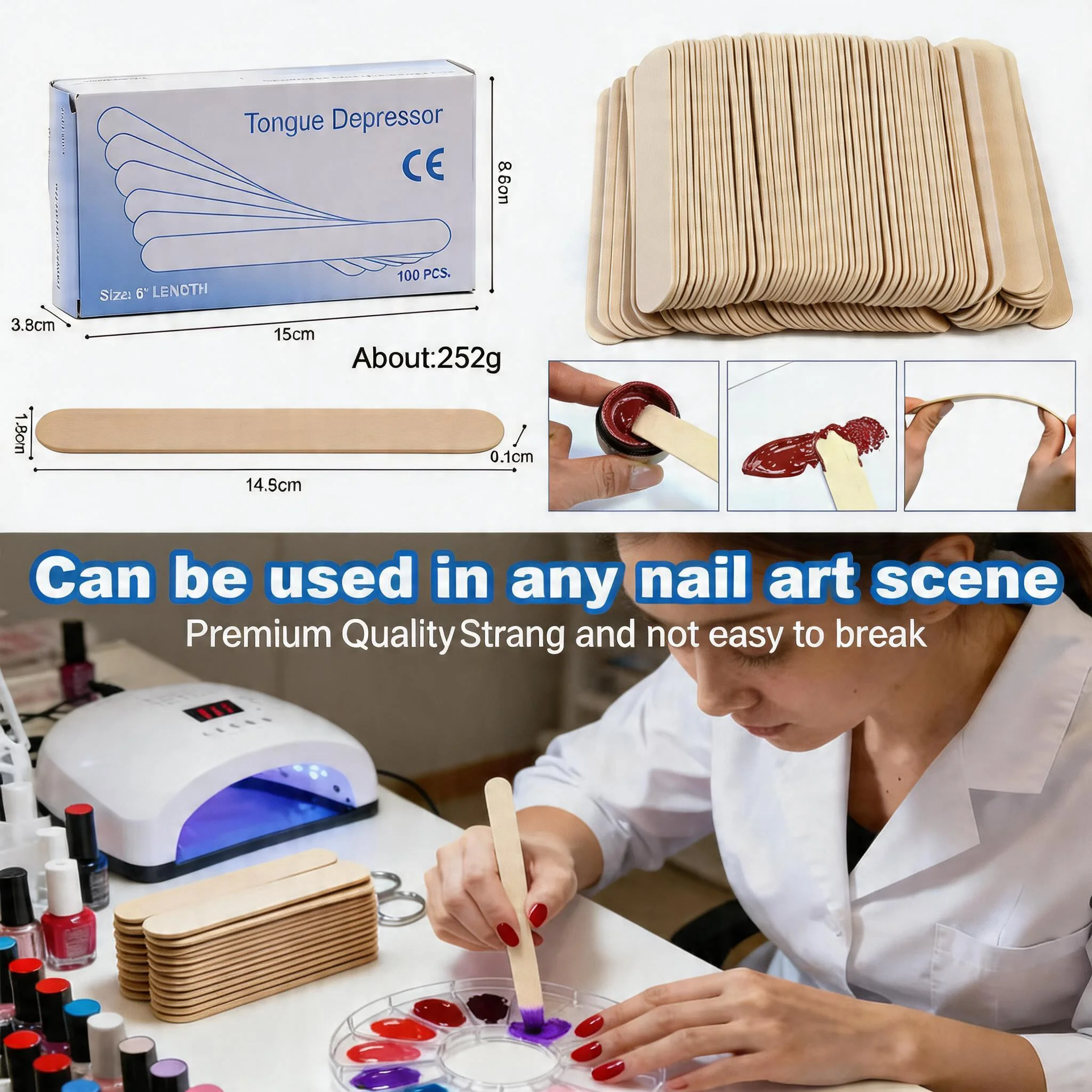 Narkasy Tattoo Wooden Permanent Makeup Tongue Depressor Disposable Tattoo Body Hair Removal Stick Tongue Depress