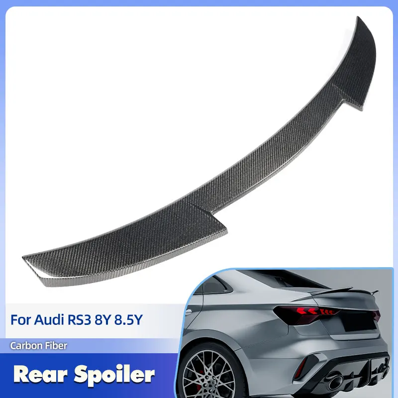 Car Rear Trunk Spoiler Wings Full Carbon Fiber for Audi RS3 8Y 8.5Y Sedan 2022-2026 Racing Rear Spoiler Wing Lip Body Kit